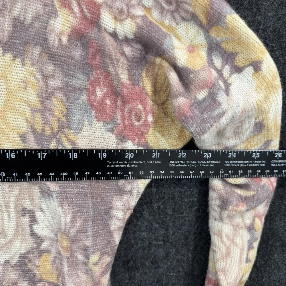 Free People Sweater Women's Medium Multi Floral Open Knit Pullover Top
